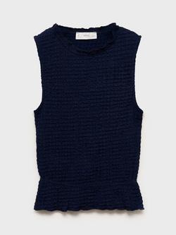 Mango Kids' Val Sleeveless Ruched Top - view 2, Navy