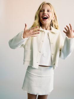 Mango Kids' Nica Frayed Skort, Natural White, Natural White