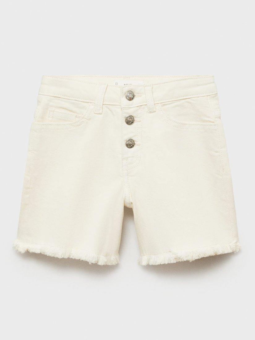 Product image 3 of 4, which shows Mango Kids' Patri Frayed Denim Shorts, White, 6 years
