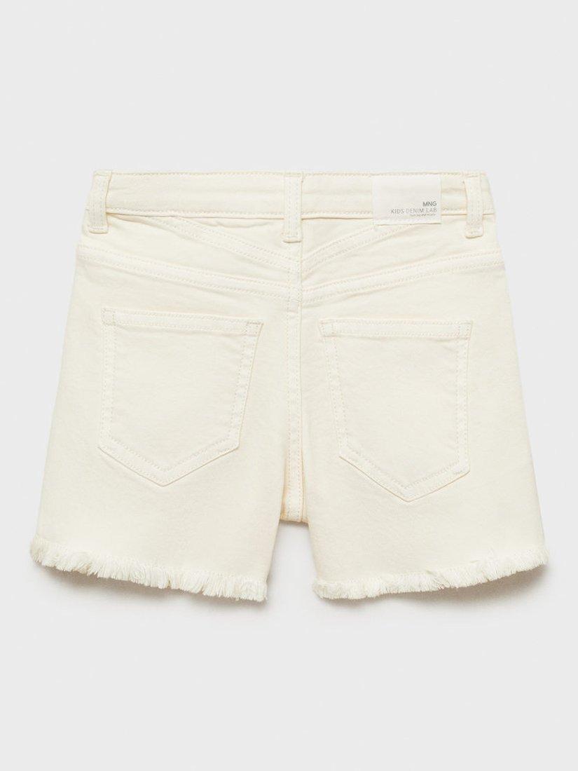 Product image 4 of 4, which shows Mango Kids' Patri Frayed Denim Shorts, White, 6 years