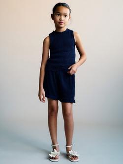 Mango Kids' Val Ruffle Hem Shorts, Navy, Navy