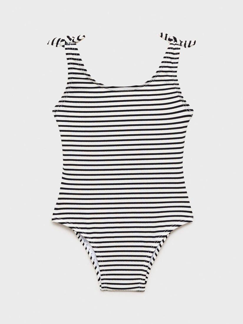 Product image 1 of 5, which shows Mango Kids' Striped Swimsuit, Black, 12-18 months
