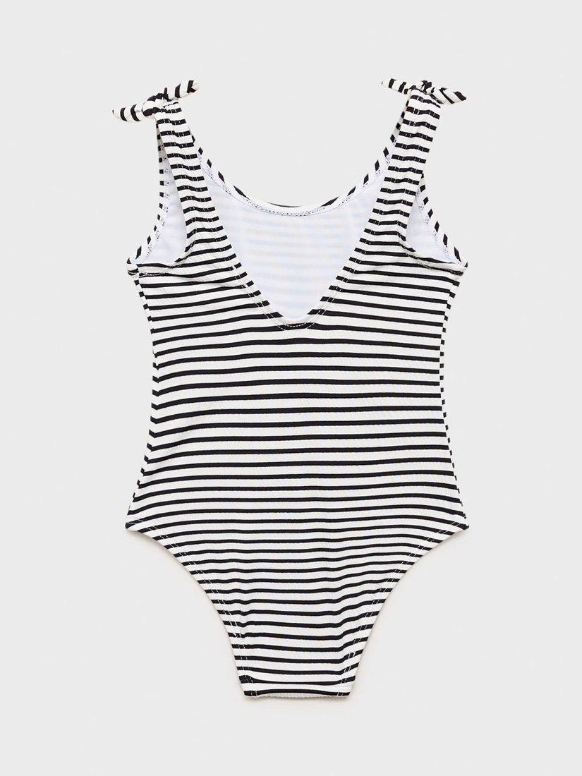 Product image 2 of 5, which shows Mango Kids' Striped Swimsuit, Black, 12-18 months
