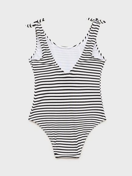 Mango Kids' Striped Swimsuit, Black - view 2, Black
