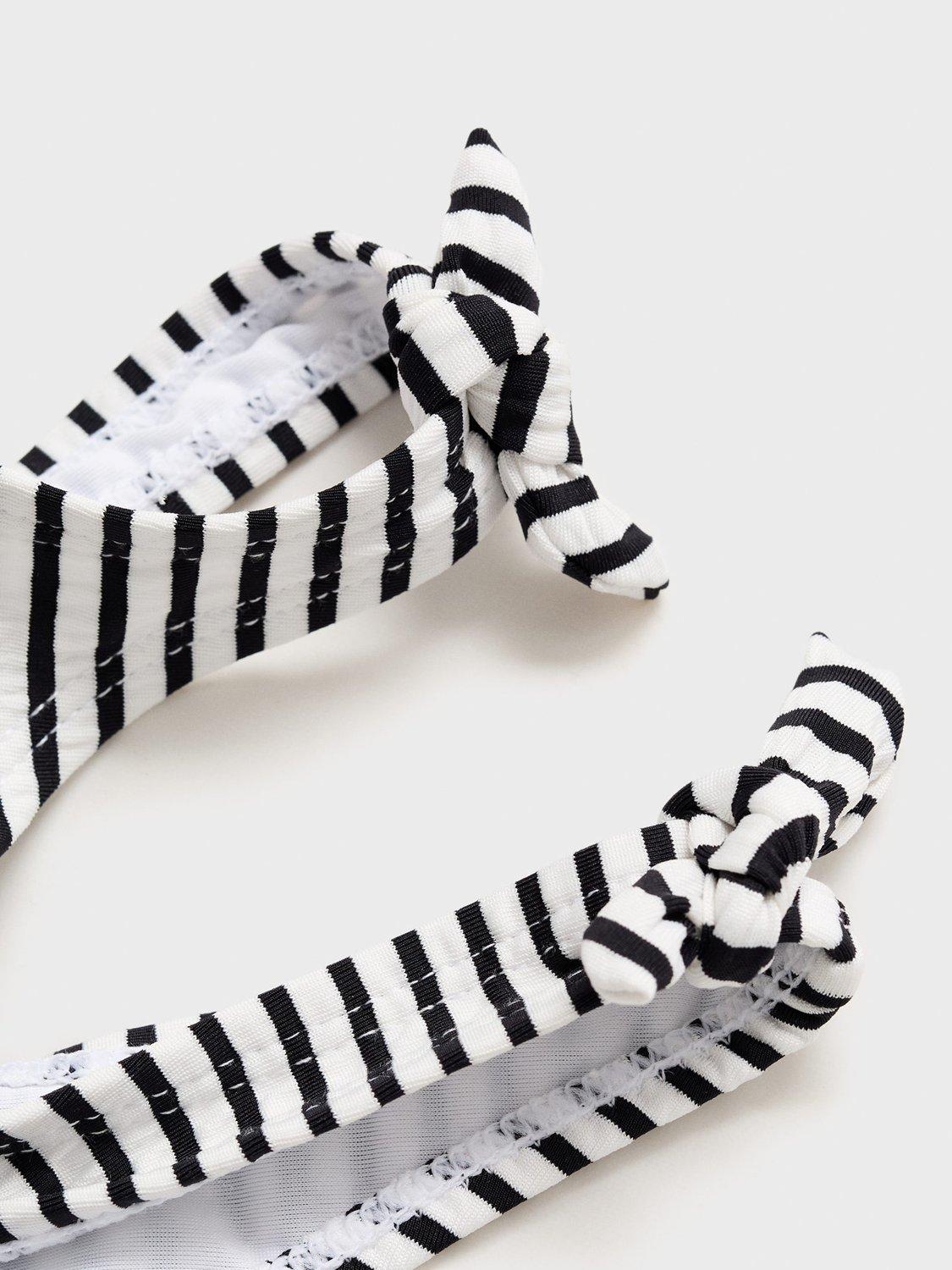 Product image 3 of 5, which shows Mango Kids' Striped Swimsuit, Black, 12-18 months