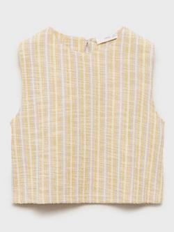 Mango Kids' Lemon Stripe Sleeveless Blouse, Yellow, Yellow