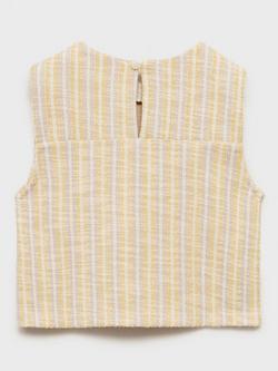 Mango Kids' Lemon Stripe Sleeveless Blouse, Yellow - view 2, Yellow