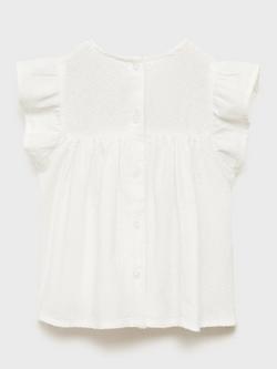 Mango Kids' Plani Ruffle Cap Sleeve T-Shirt, Natural White - view 2, Natural White