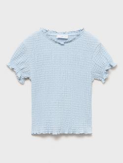 Mango Kids' Valm Shirred T-Shirt, Pastel Blue - view 2, Pastel Blue