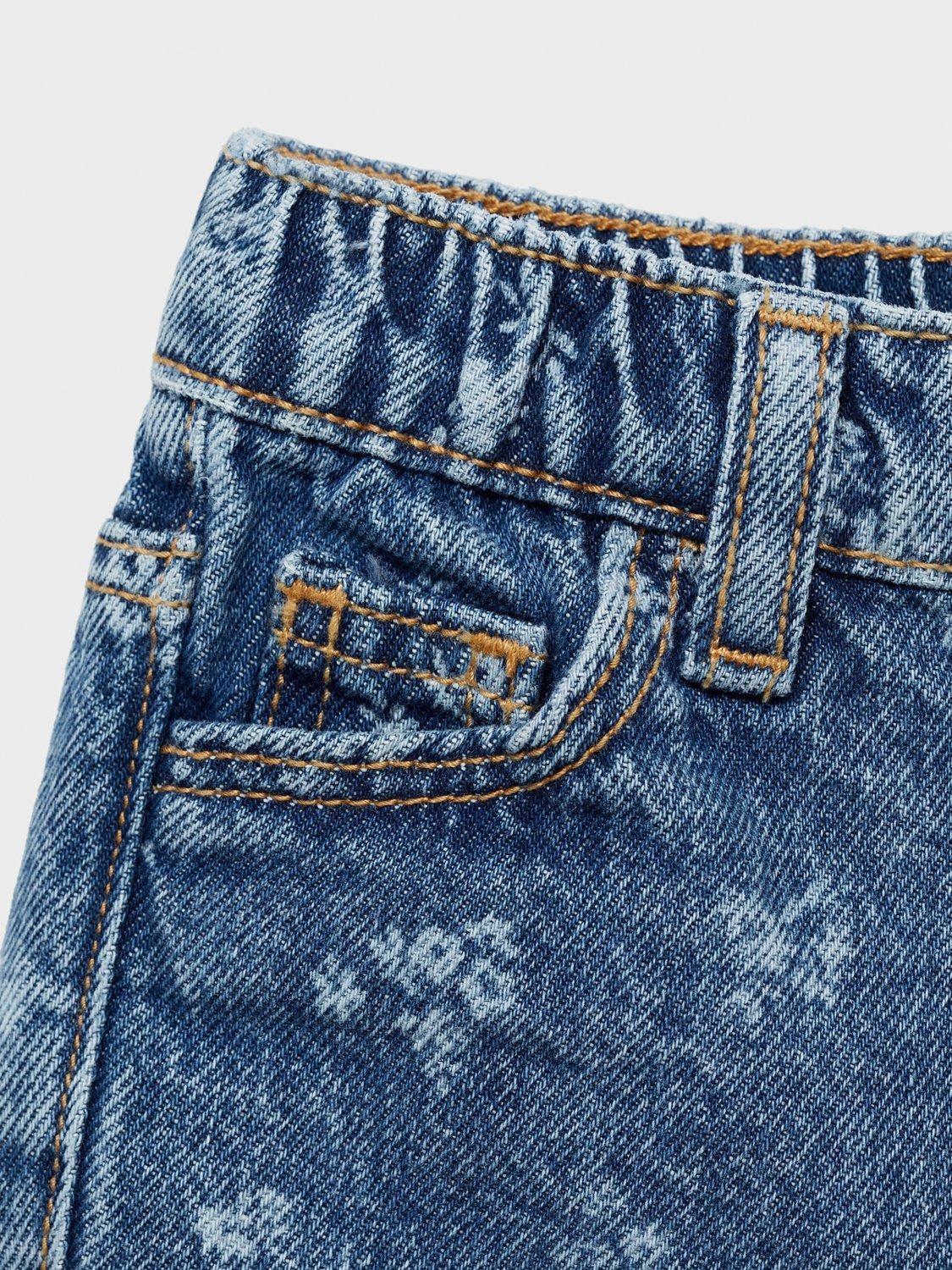 Product image 3 of 4, which shows Mango Kids' Cottage Floral Wash Straight Leg Jeans, Open Blue, 12-18 months