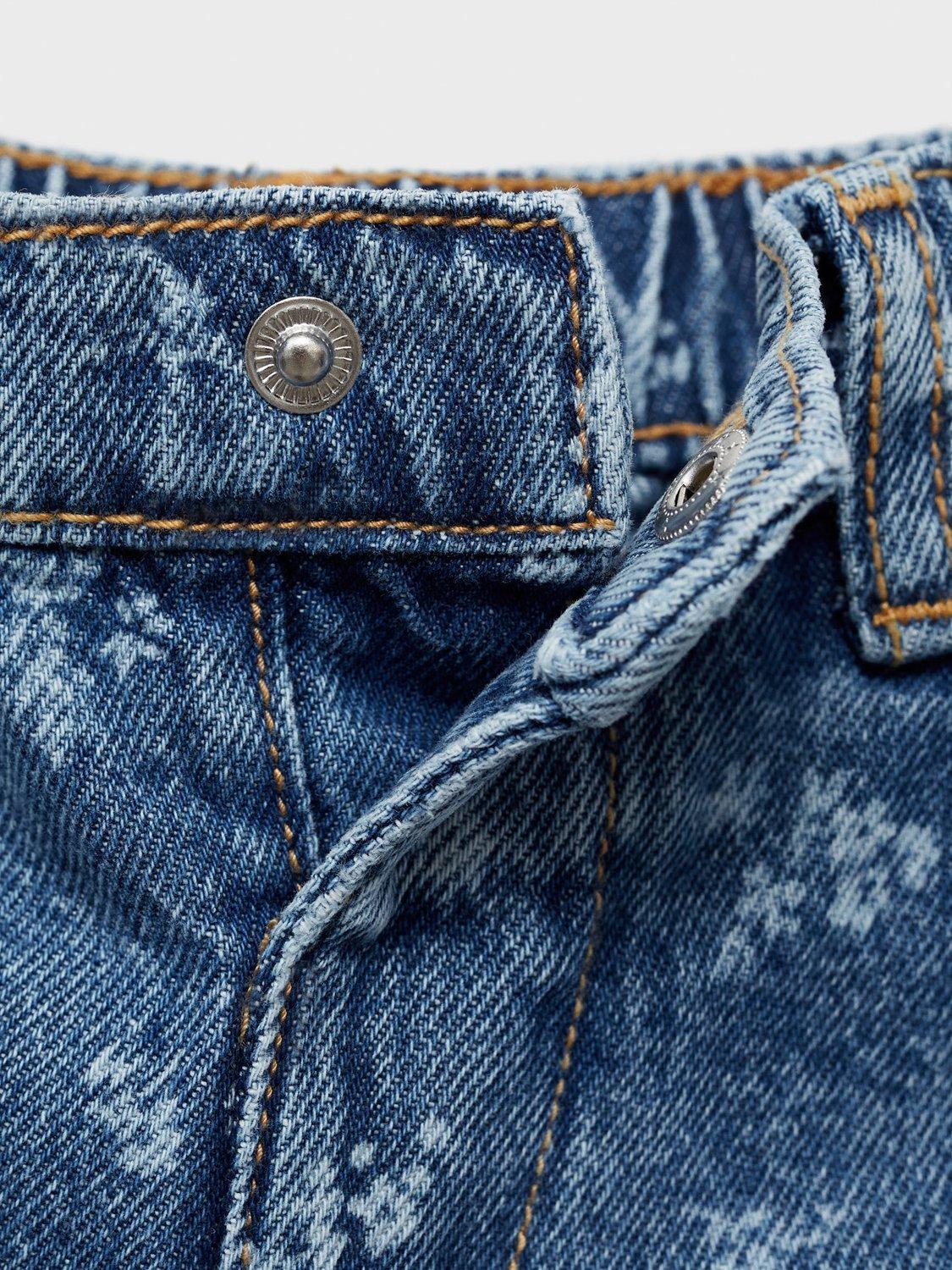 Product image 4 of 4, which shows Mango Kids' Cottage Floral Wash Straight Leg Jeans, Open Blue, 12-18 months