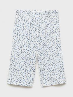 Mango Kids' Cuqui Floral Wide Leg Trousers, Natural White, Natural White