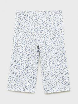 Mango Kids' Cuqui Floral Wide Leg Trousers, Natural White - view 2, Natural White