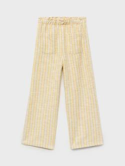 Mango Kids' Lemon Stripe Trousers, Yellow, Yellow