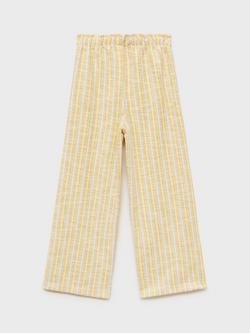 Mango Kids' Lemon Stripe Trousers, Yellow - view 2, Yellow