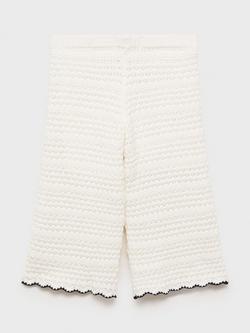 Mango Kids' Lilia Open Knit Culottes, White, White