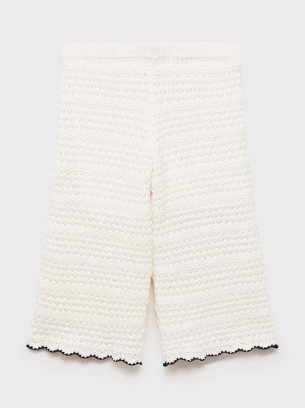 Mango Kids' Lilia Open Knit Culottes, White, White