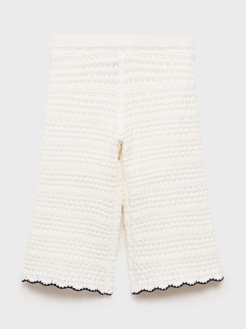 Product image 2 of 4, which shows Mango Kids' Lilia Open Knit Culottes, White, 12-18 months