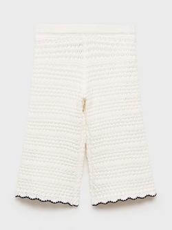 Mango Kids' Lilia Open Knit Culottes, White - view 2, White