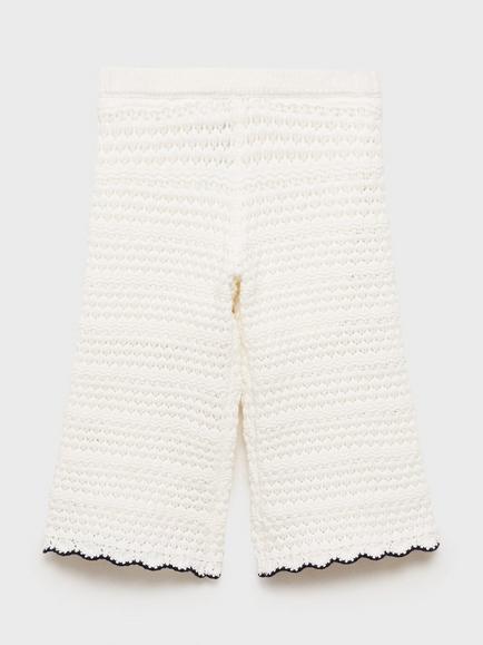 Mango Kids' Lilia Open Knit Culottes, White - view 2, White