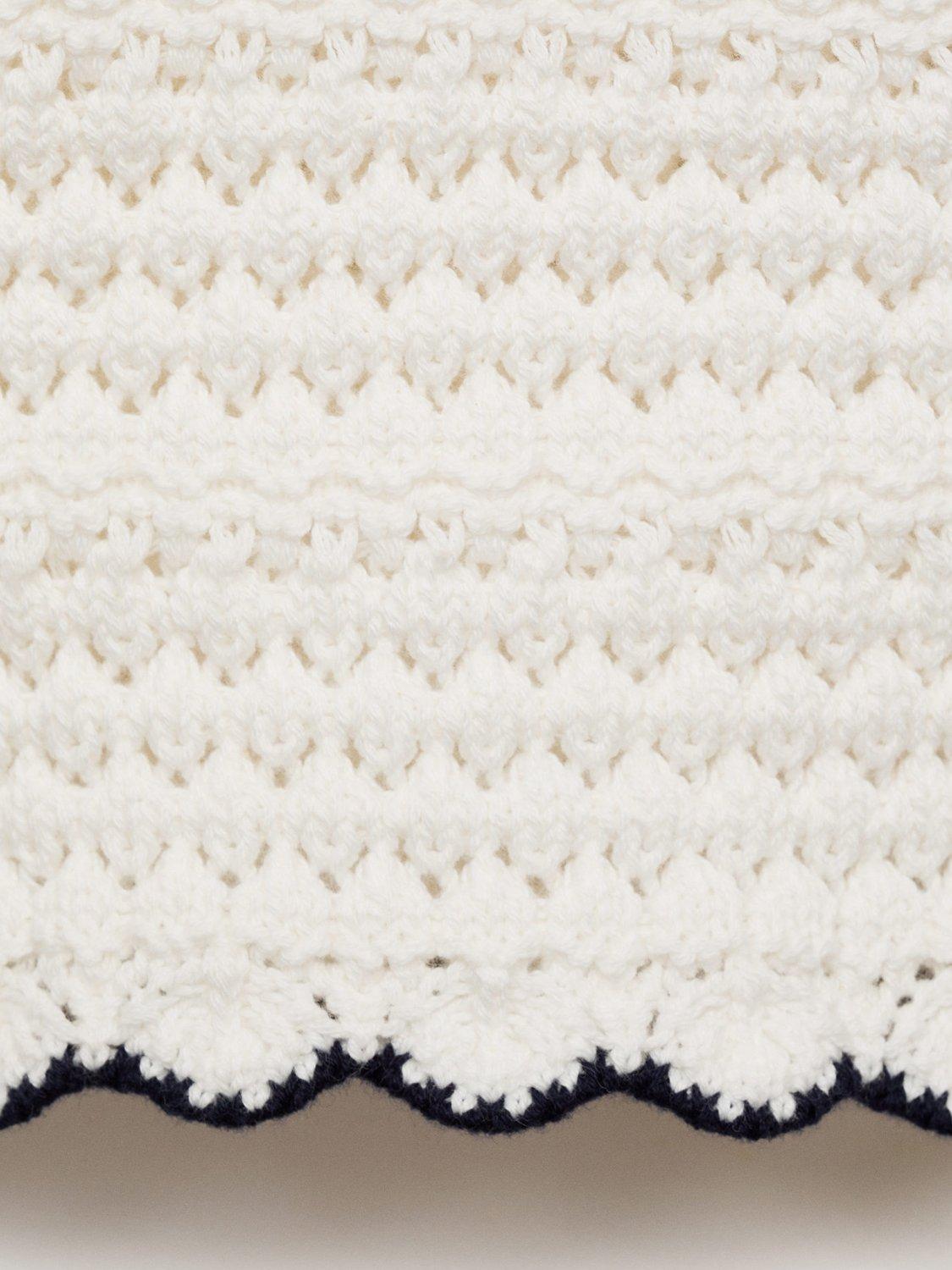 Product image 3 of 4, which shows Mango Kids' Lilia Open Knit Culottes, White, 12-18 months