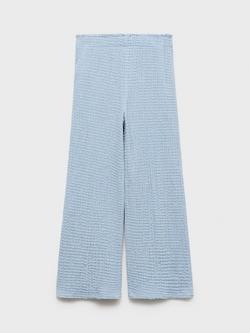 Mango Kids' Vale Ruched Trousers, Pastel Blue - view 2, Pastel Blue
