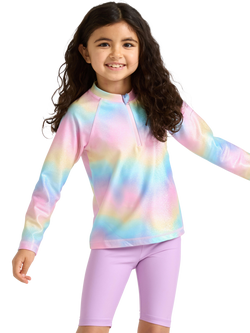 Lindex Kids' UV Long Sleeve Quarter-Zip Swim Top, Light Pink, Light Pink