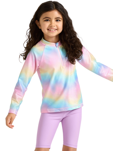 Lindex Kids' UV Long Sleeve Quarter-Zip Swim Top, Light Pink, Light Pink