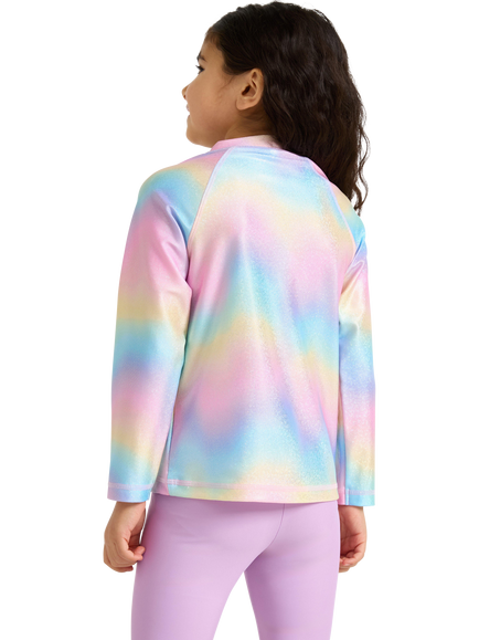 Lindex Kids' UV Long Sleeve Quarter-Zip Swim Top, Light Pink - view 2, Light Pink