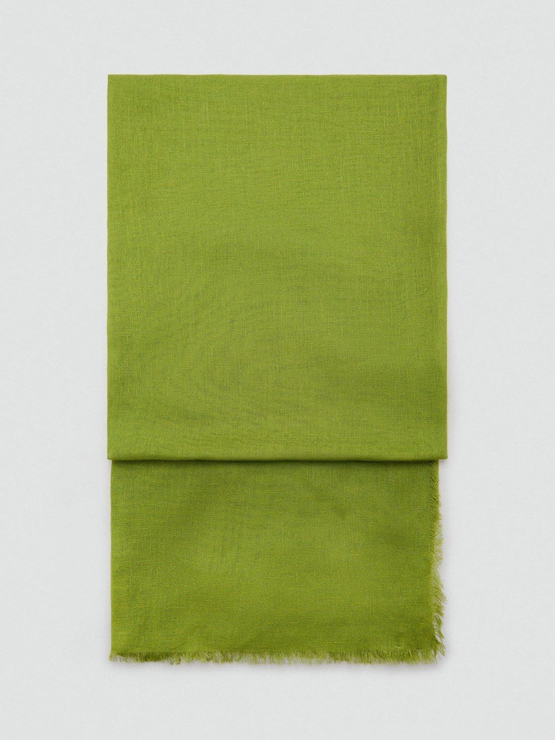 Product image 1 of 2, which shows Mango Linen Blend Foulard Frayed Scarf, Green, One Size