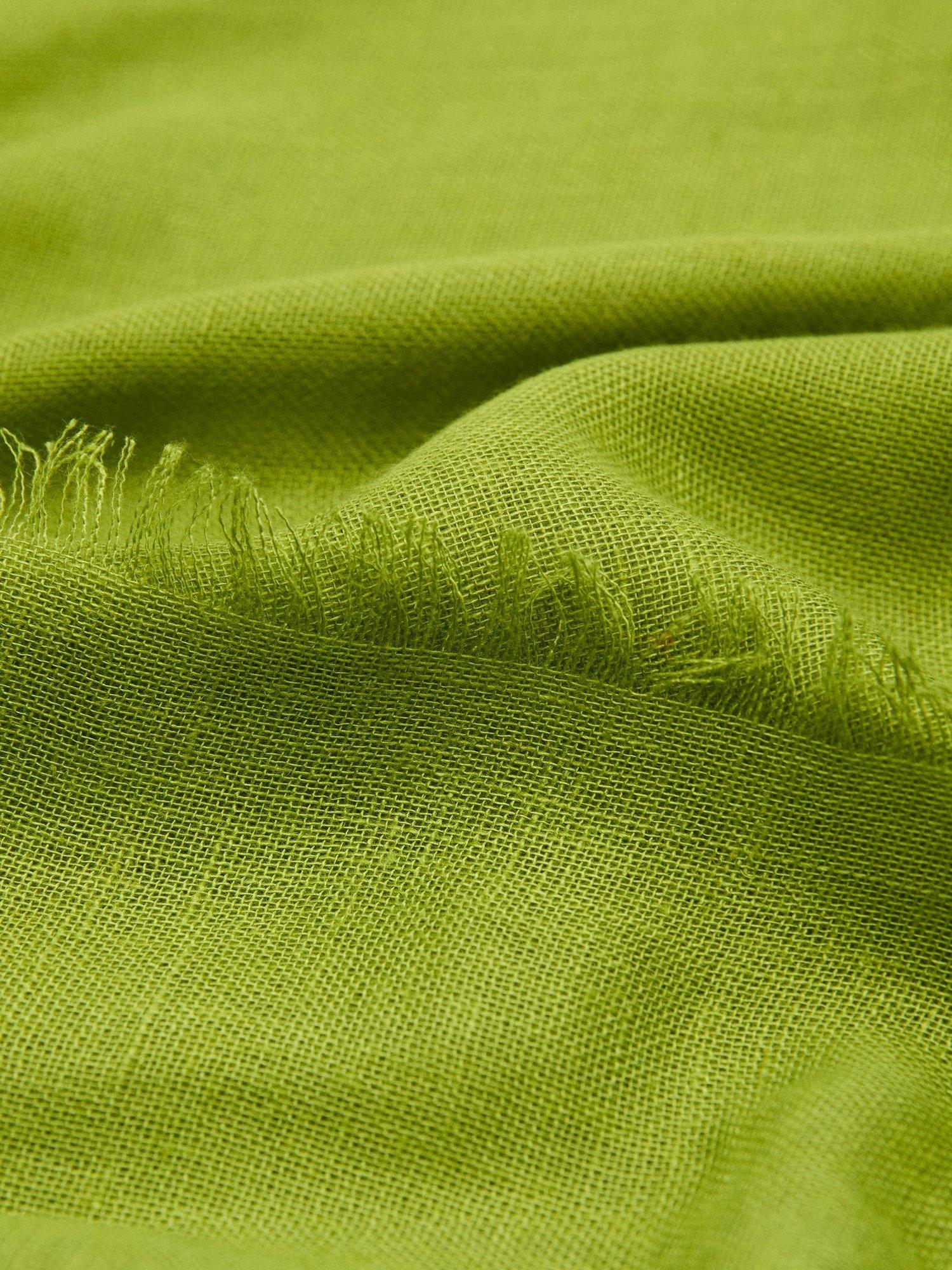Product image 2 of 2, which shows Mango Linen Blend Foulard Frayed Scarf, Green, One Size