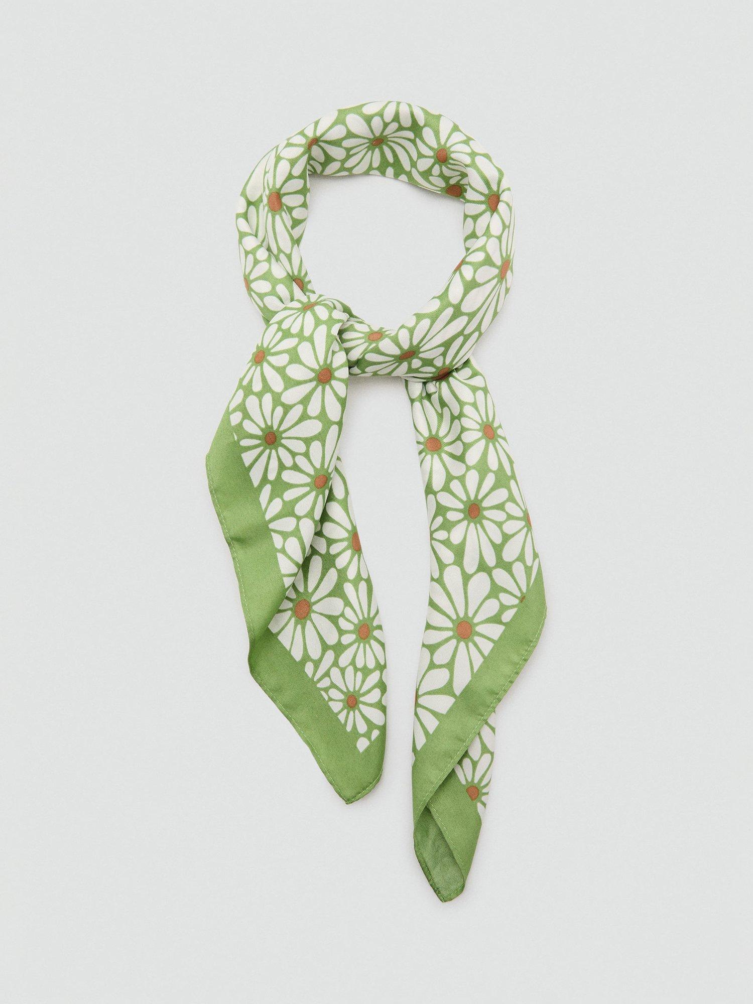 Product image 3 of 3, which shows Mango Maggie Floral Scarf, Green, One Size