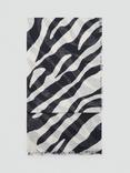 Mango Zebra Foulard Linen Scarf, Black