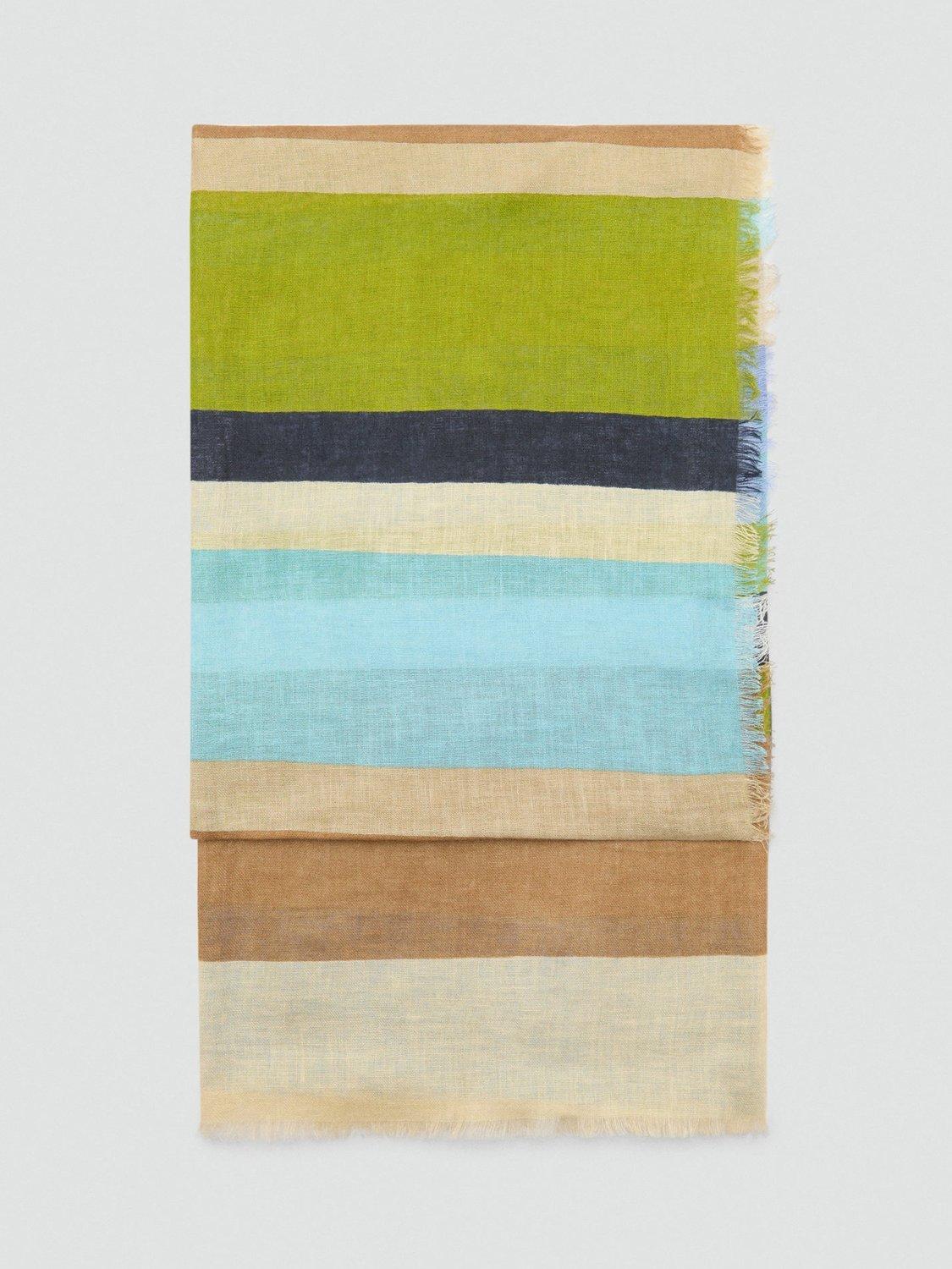 Product image 1 of 2, which shows Mango Summer Foulard Linen Scarf, Beige/Multi, One Size