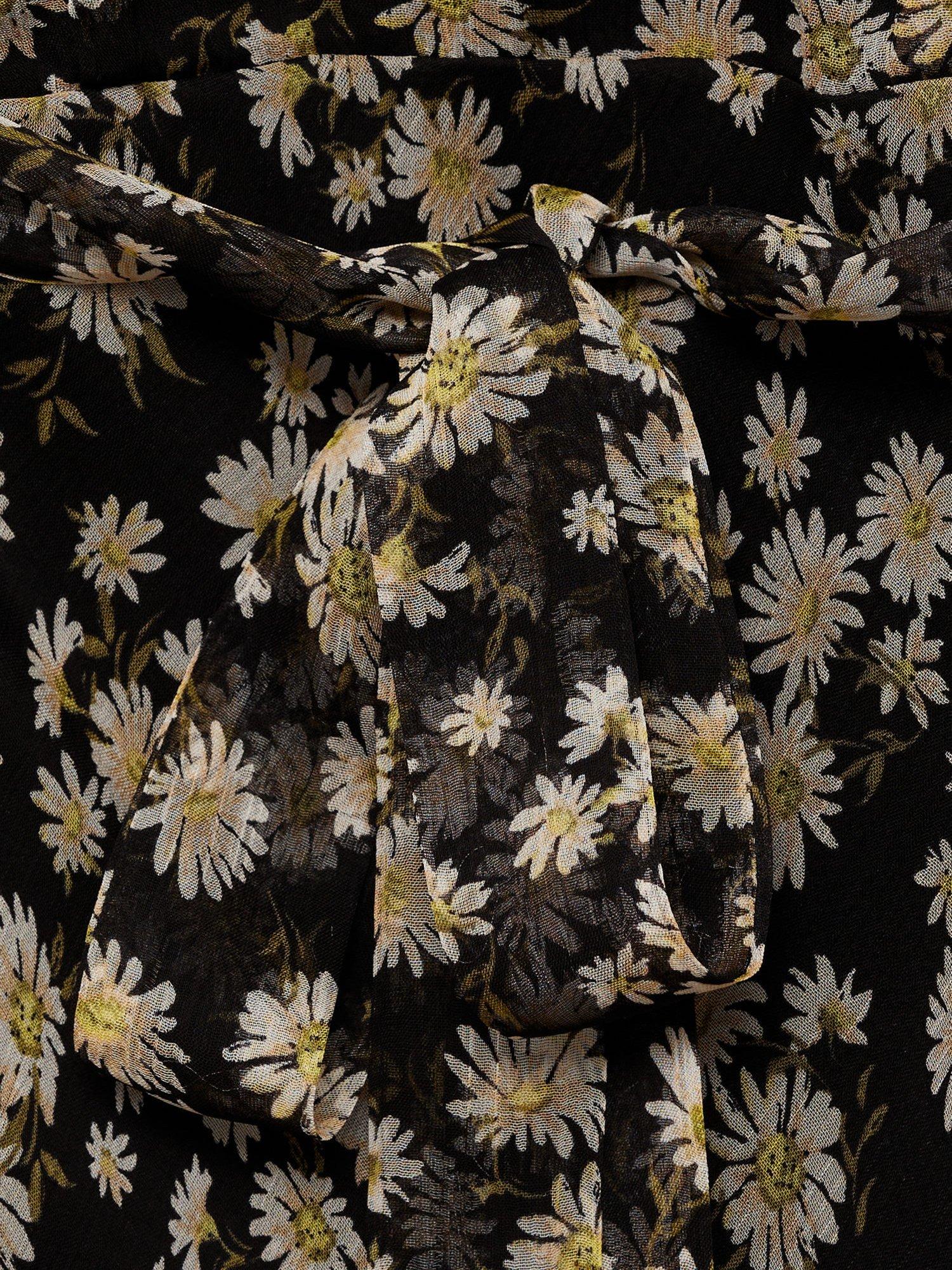 Product image 5 of 7, which shows Mango Belle Floral V-Neck Midi Dress, Black, 10