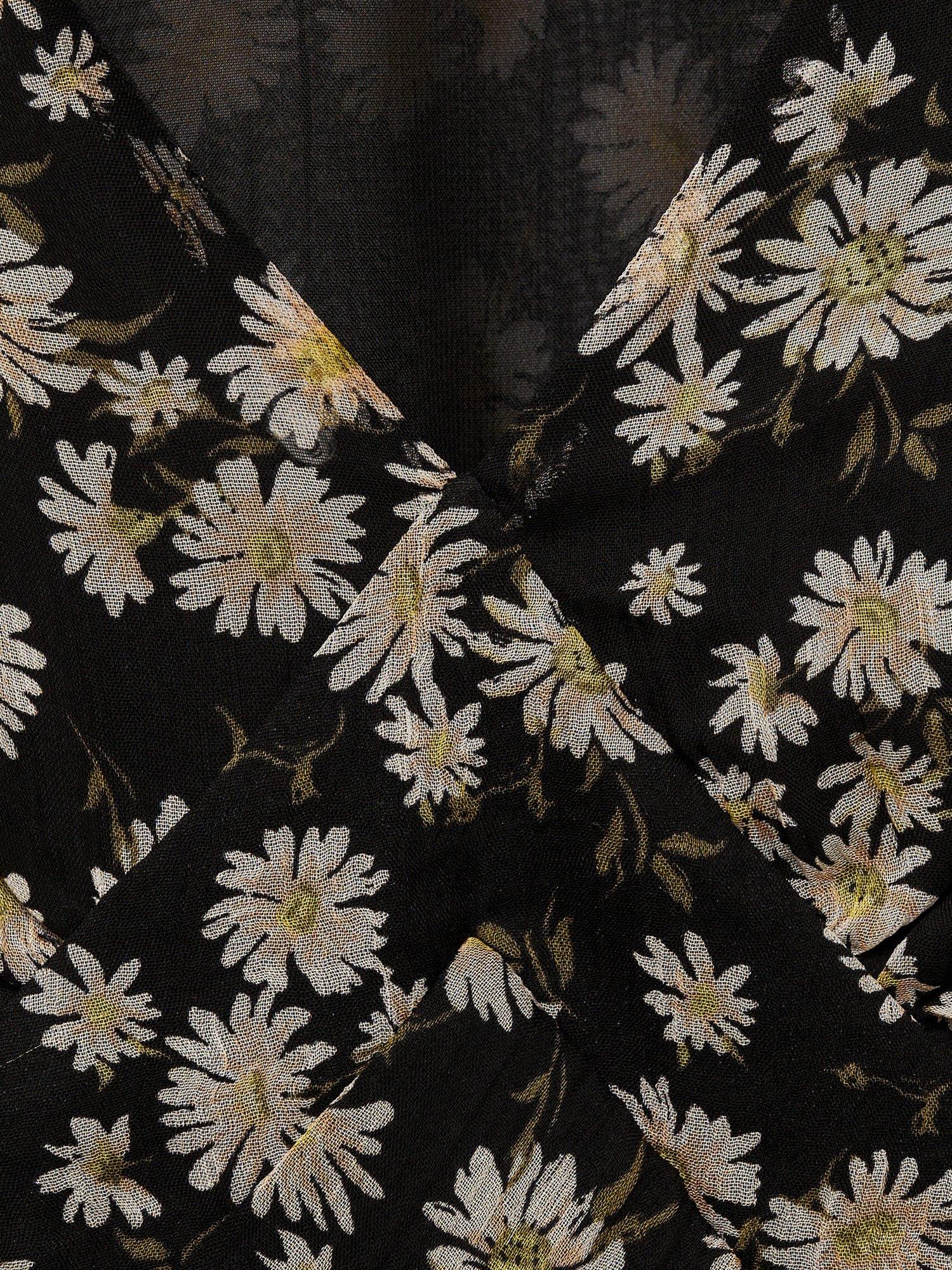 Product image 7 of 7, which shows Mango Belle Floral V-Neck Midi Dress, Black, 10