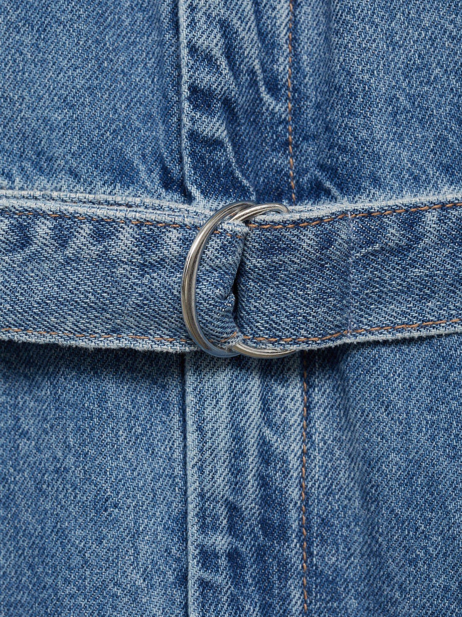Product image 5 of 8, which shows Mango Fleur Denim Jumpsuit, Mid Blue, L