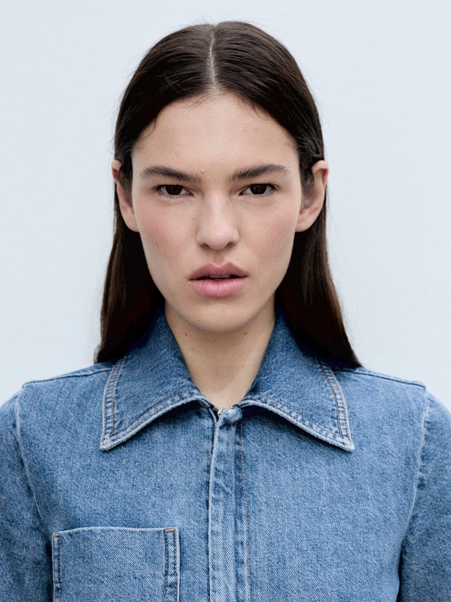 Product image 6 of 8, which shows Mango Fleur Denim Jumpsuit, Mid Blue, L