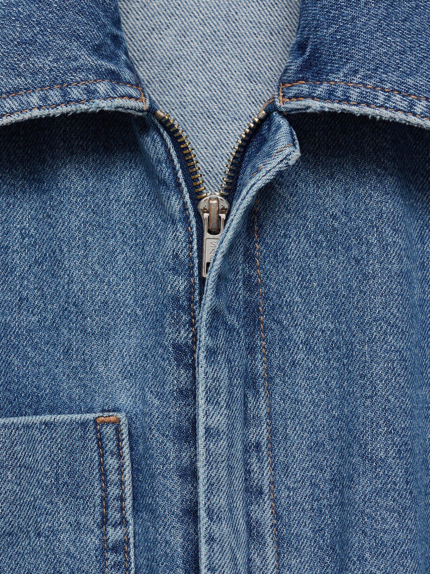 Product image 8 of 8, which shows Mango Fleur Denim Jumpsuit, Mid Blue, L