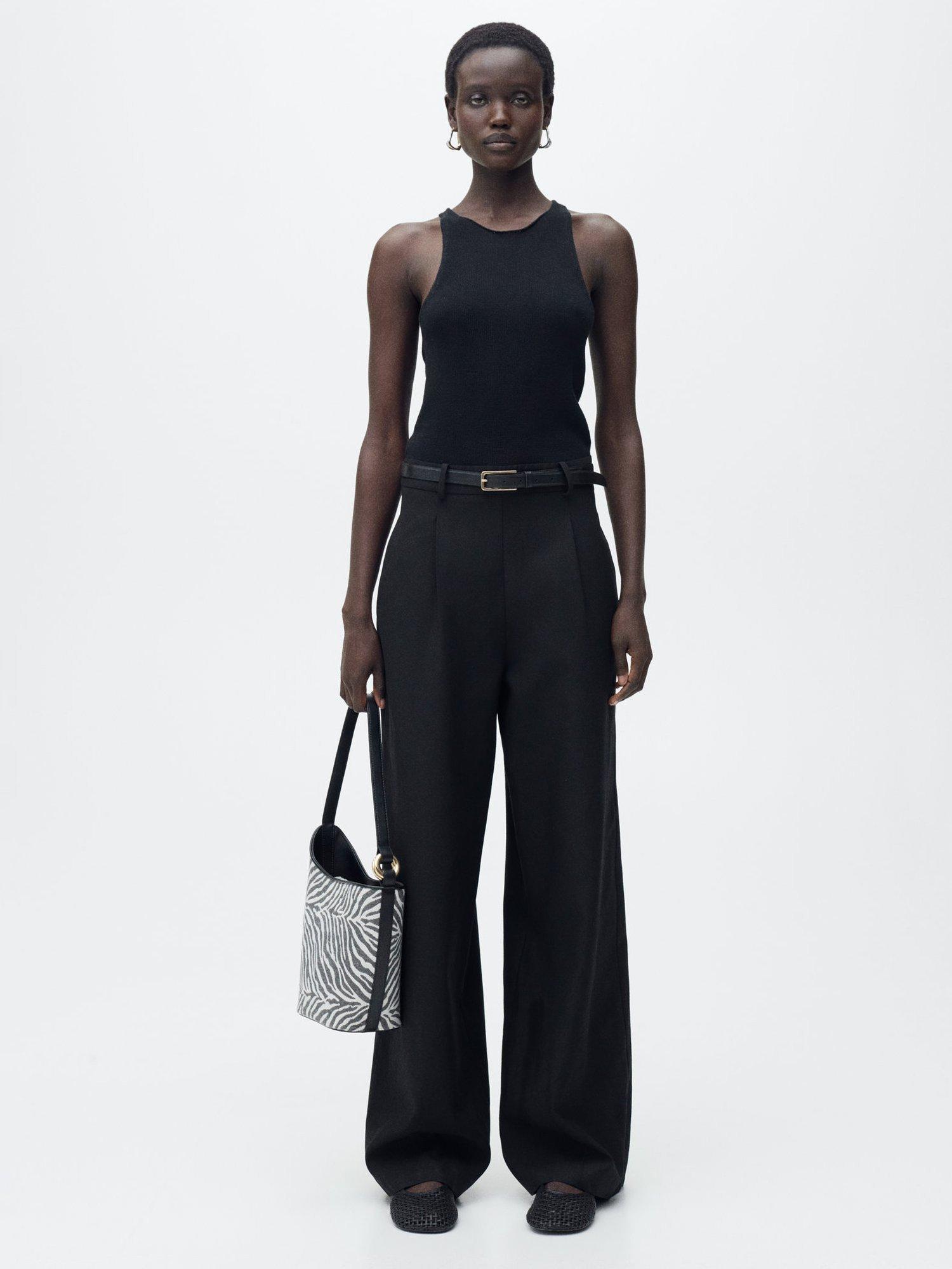 Product image 2 of 8, which shows Mango Singapur Sleeveless Wide Leg Jumpsuit, Black, M
