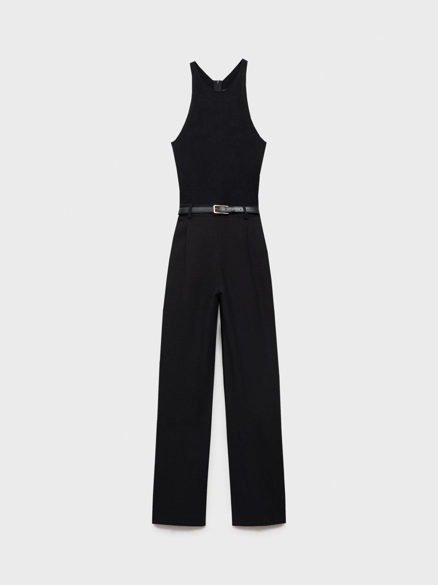 Product image 3 of 8, which shows Mango Singapur Sleeveless Wide Leg Jumpsuit, Black, M