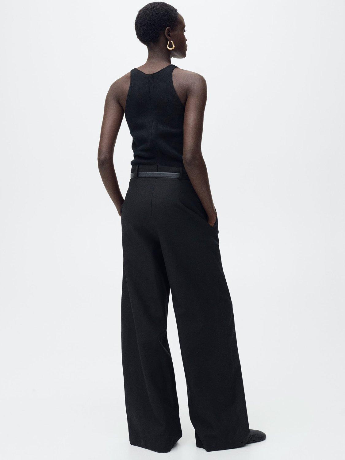 Product image 4 of 8, which shows Mango Singapur Sleeveless Wide Leg Jumpsuit, Black, M
