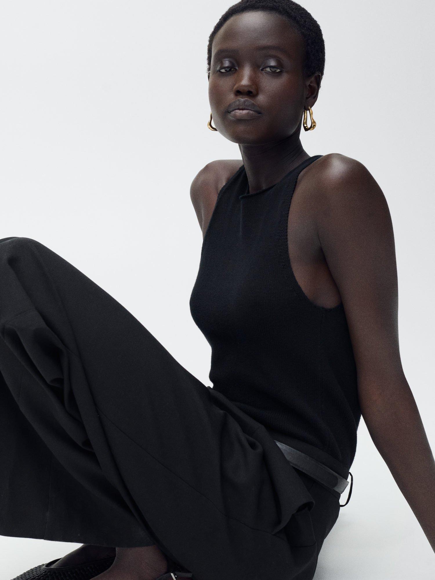 Product image 7 of 8, which shows Mango Singapur Sleeveless Wide Leg Jumpsuit, Black, M