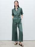 Mango Tomy Linen Jumpsuit, Medium Green