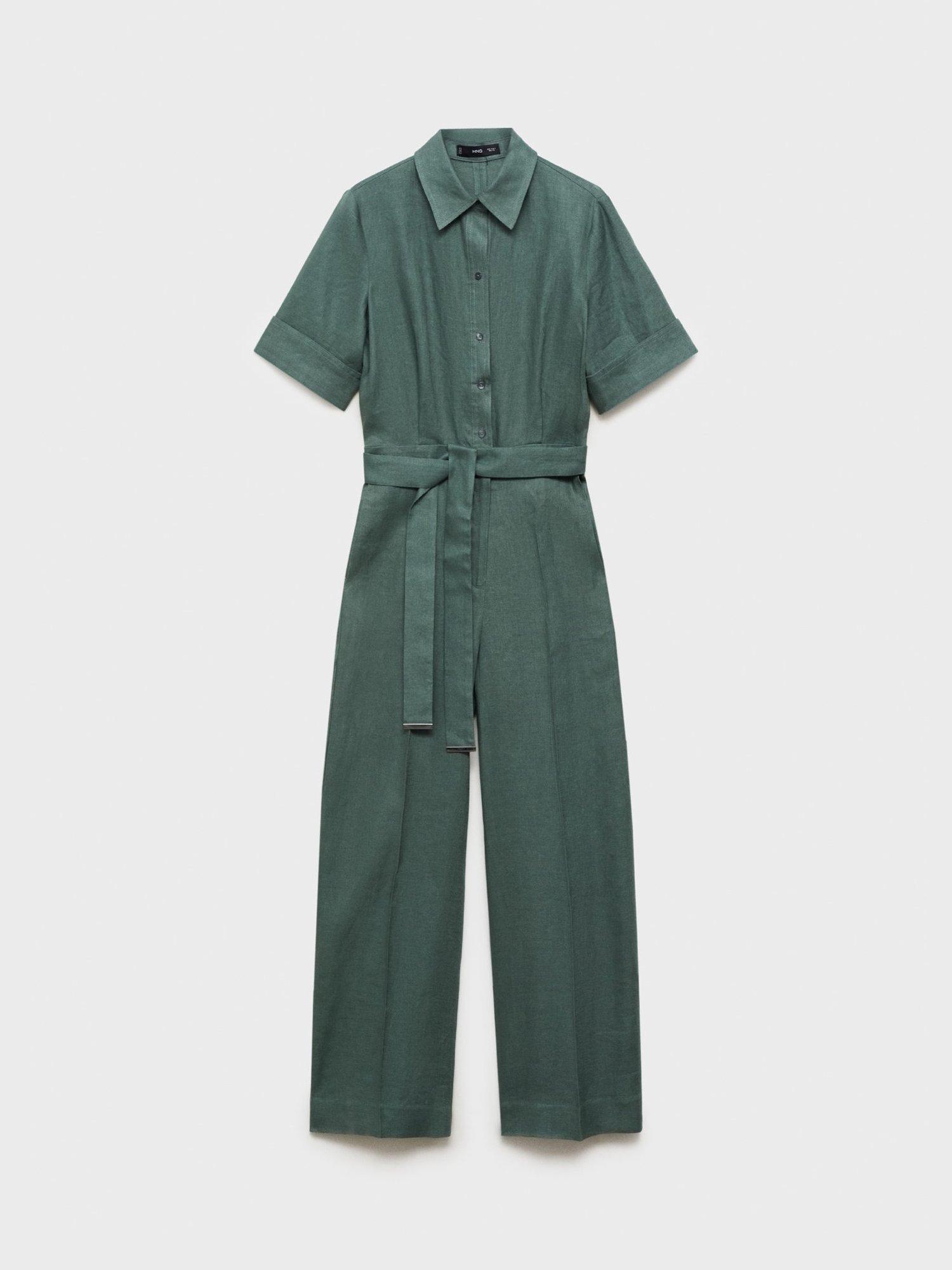 Product image 3 of 7, which shows Mango Tomy Linen Jumpsuit, Medium Green, L