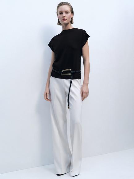 Mango Camin Sleeveless Knitted Jumper - view 2, Dark Brown