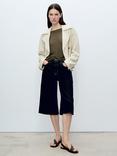Mango Perlin Open Knit Jumper, Khaki