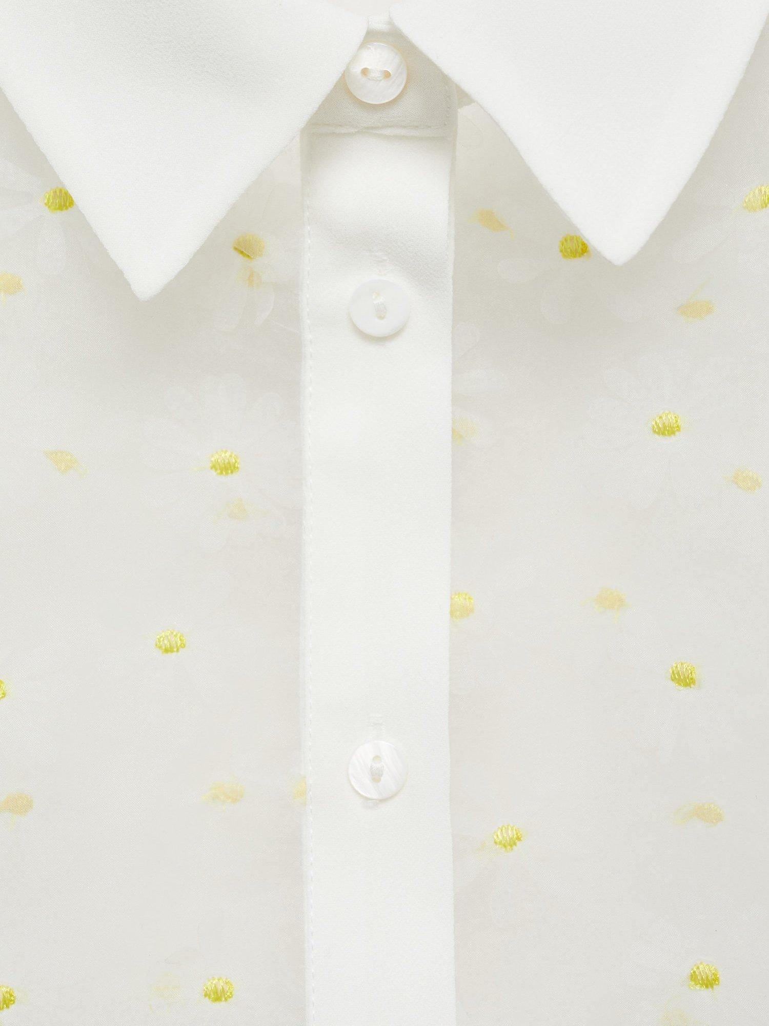Product image 7 of 7, which shows Mango Dacy Floral Embroidered Sheer Shirt, Natural White, 10