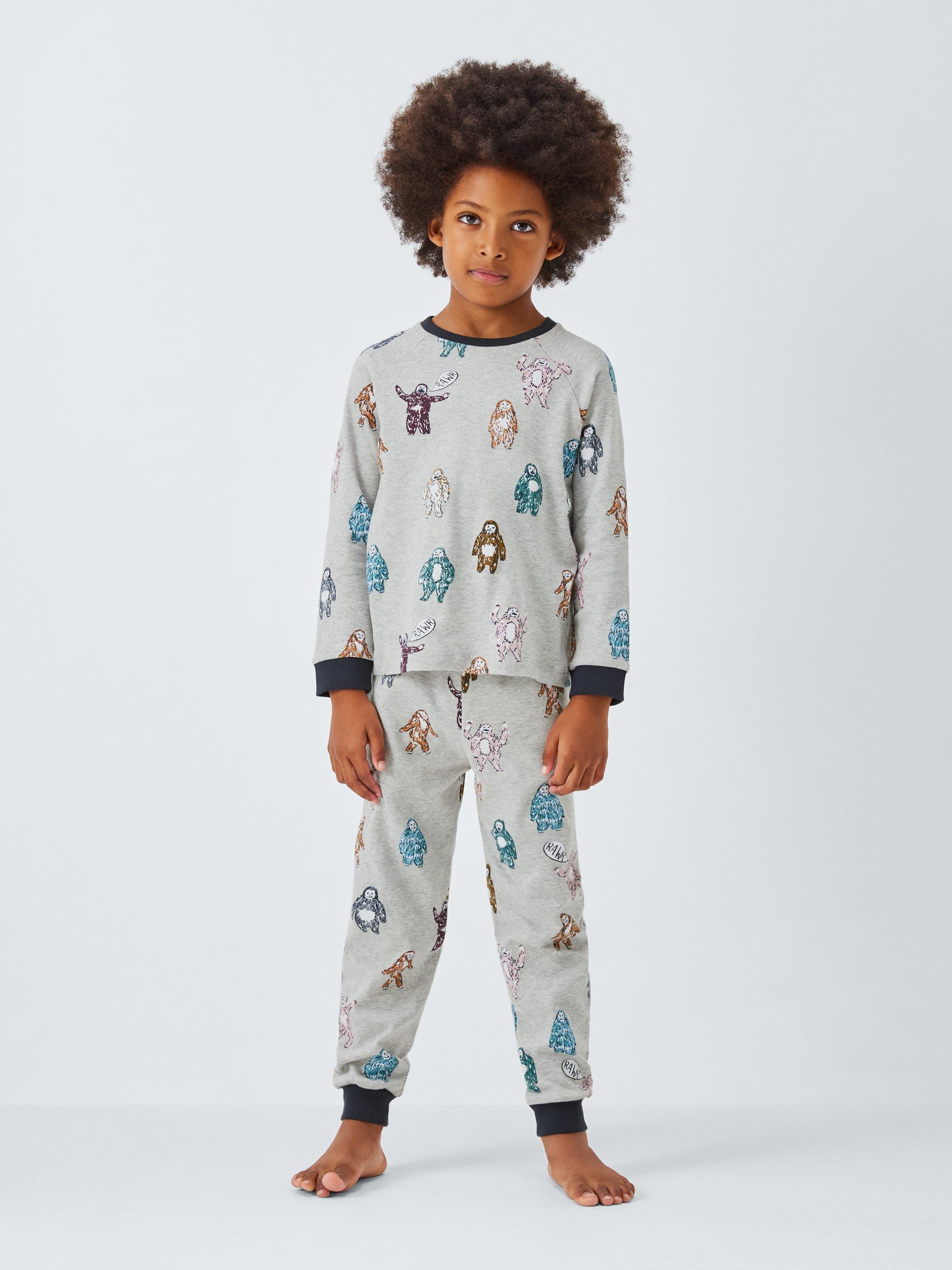 Product image 1 of 8, which shows John Lewis Kids' Big Foot Pyjamas, Grey Marl, 3 years