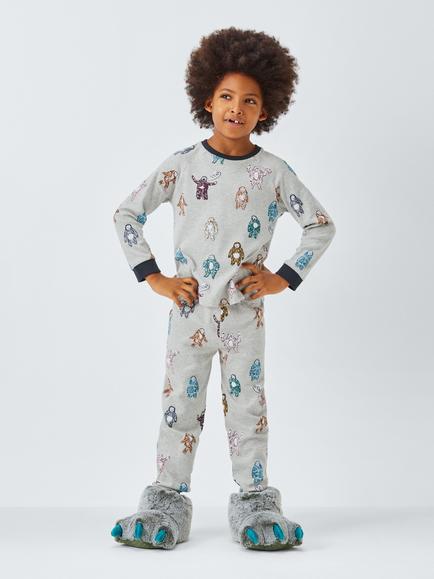 John Lewis Kids' Big Foot Pyjamas, Grey Marl - view 2, Grey Marl